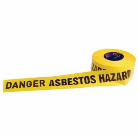 TAPE BARRIER 75MM X 300M YELLOW CAUTION ASBESTOS